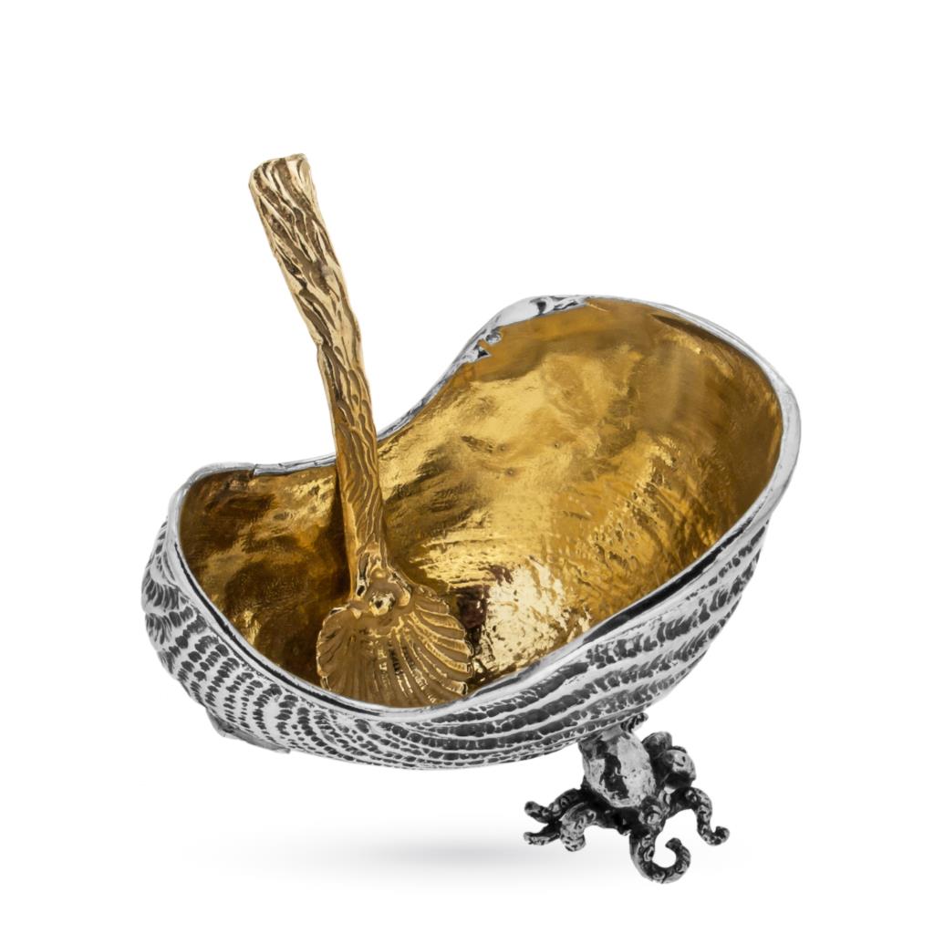 Saliera argento Conchiglia Nautilus interno dorato - CASSETTI