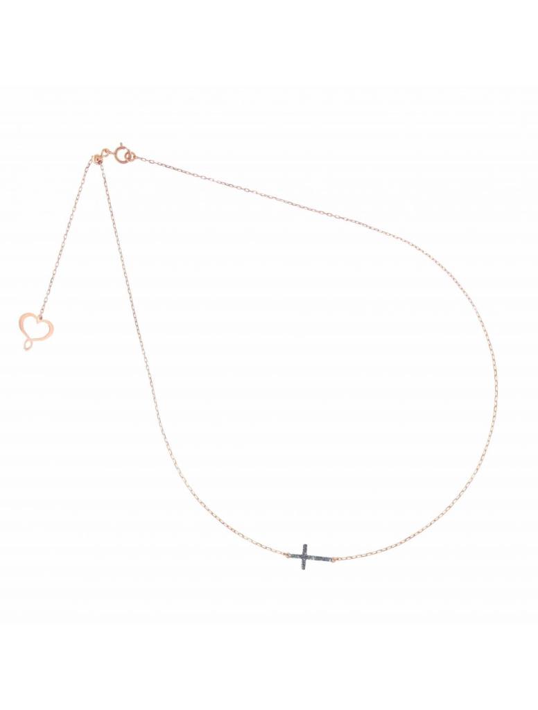 18kt rose gold aurum necklace with chrome-plated cross - MAMAN ET SOPHIE