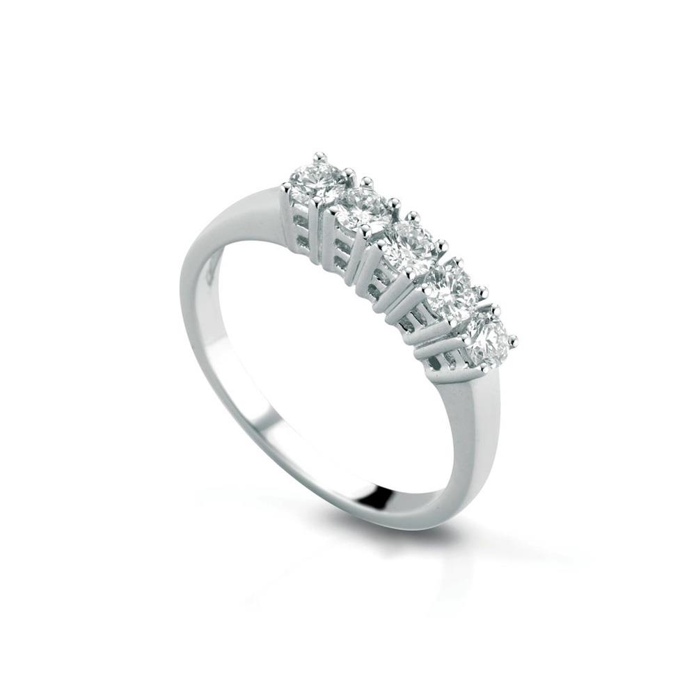 Riviera ring gold with 5 diamonds 0,25ct - LELUNE