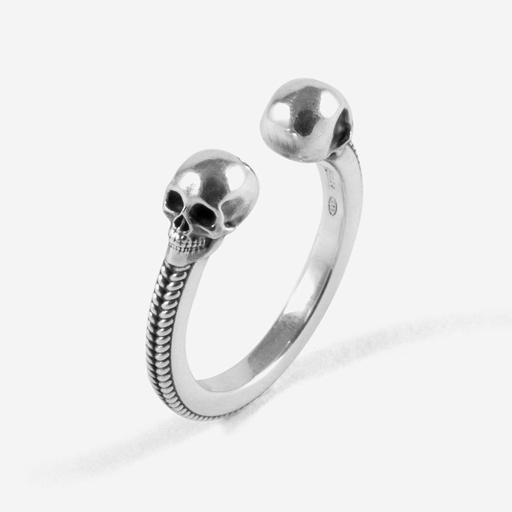 Blackbone ring with skulls in polished burnished silver Nove25 - NOVE25