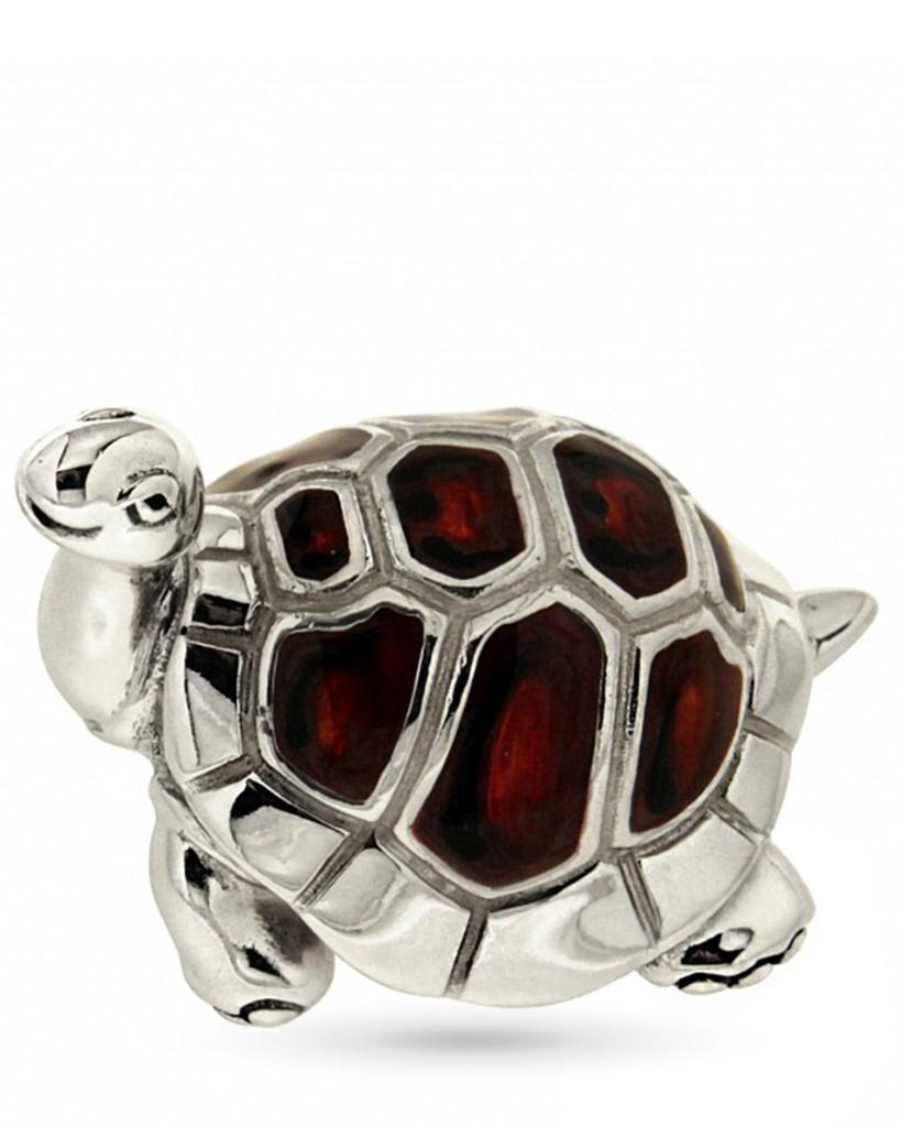 Turtle ornament in silver with enamel XL size - SATURNO