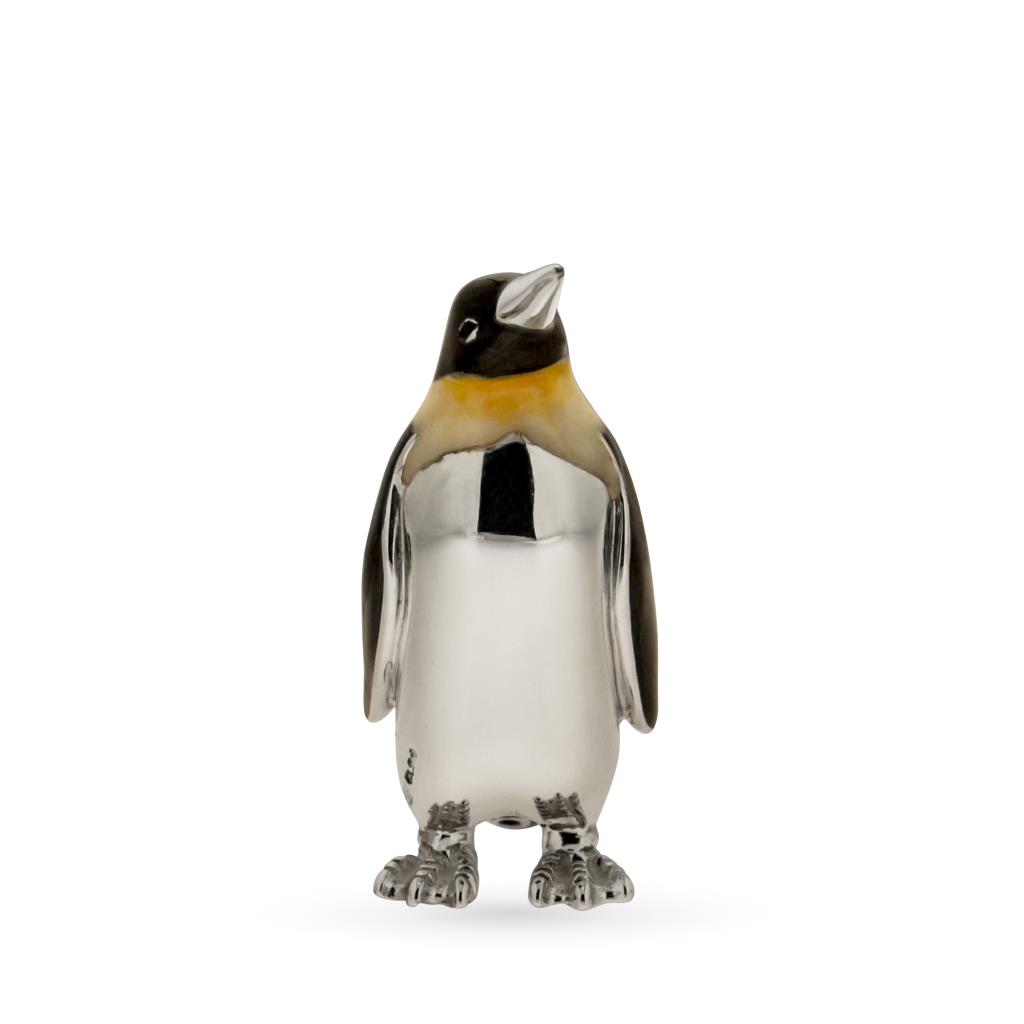 Pinguino medio soprammobile argento 925 smalto - SATURNO