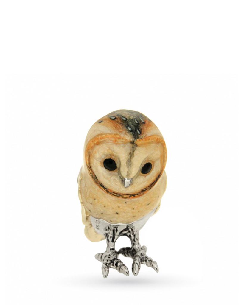 Barn owl in silver with enamel S size - SATURNO