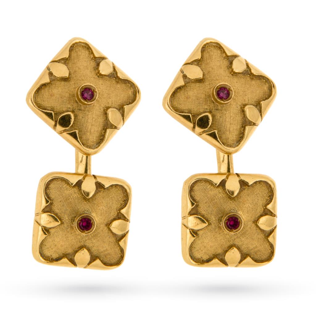 Vintage gold cufflinks with rubies - LUSSO ITALIANO