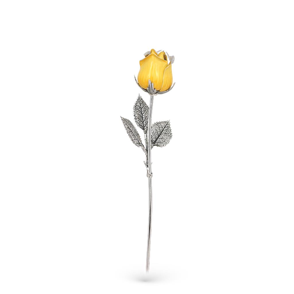 Rosa soprammobile argento 925 smalto giallo h 17cm - GI.RO’ART