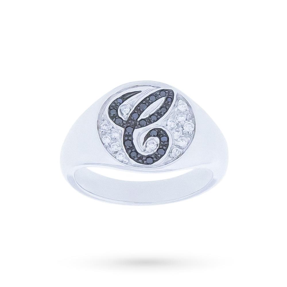 Chevalier white gold ring with letter C in diamonds - ORO TREND