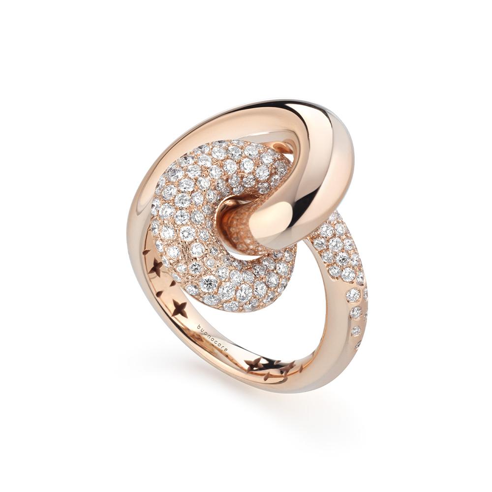18kt rose gold ring diamond knot 1.04 ct - BUONOCORE
