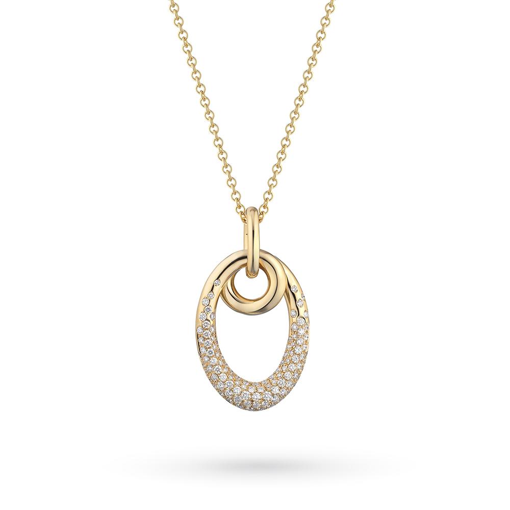 18kt yellow gold necklace oval diamond pendant 0.86ct - BUONOCORE