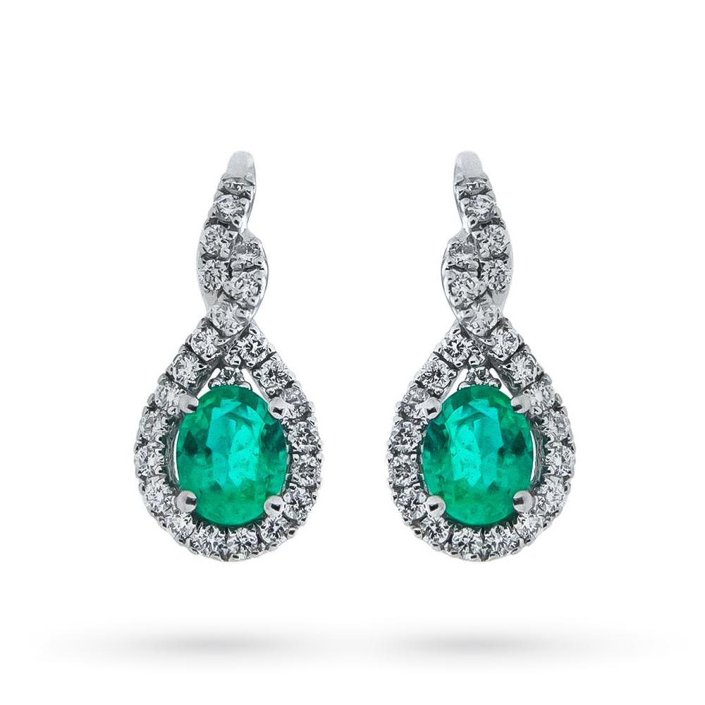White gold pendant earrings emerald ovals 0,57ct diamonds 0,26ct Mirco Visconti - MIRCO VISCONTI