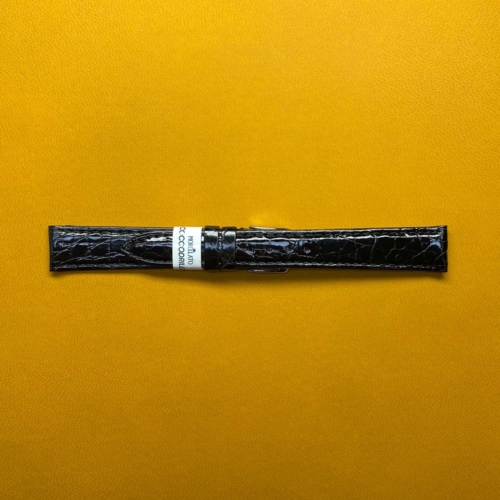 Semi-padded black crocodile strap 16-14mm - MORELLATO