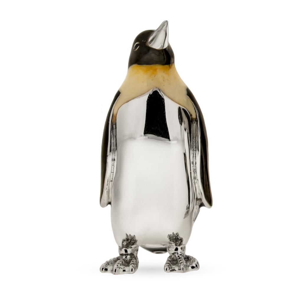 Pinguino grande soprammobile argento 925 smalto - SATURNO