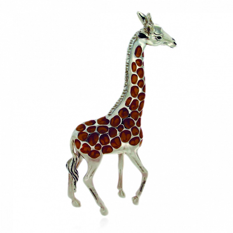 Giraffa media soprammobile argento 925 smalto - SATURNO