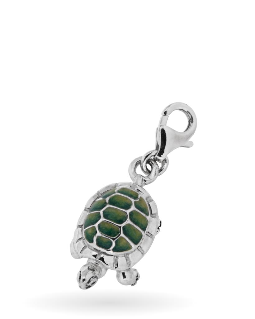 925 sterling silver Turtle charm green enamel - SATURNO