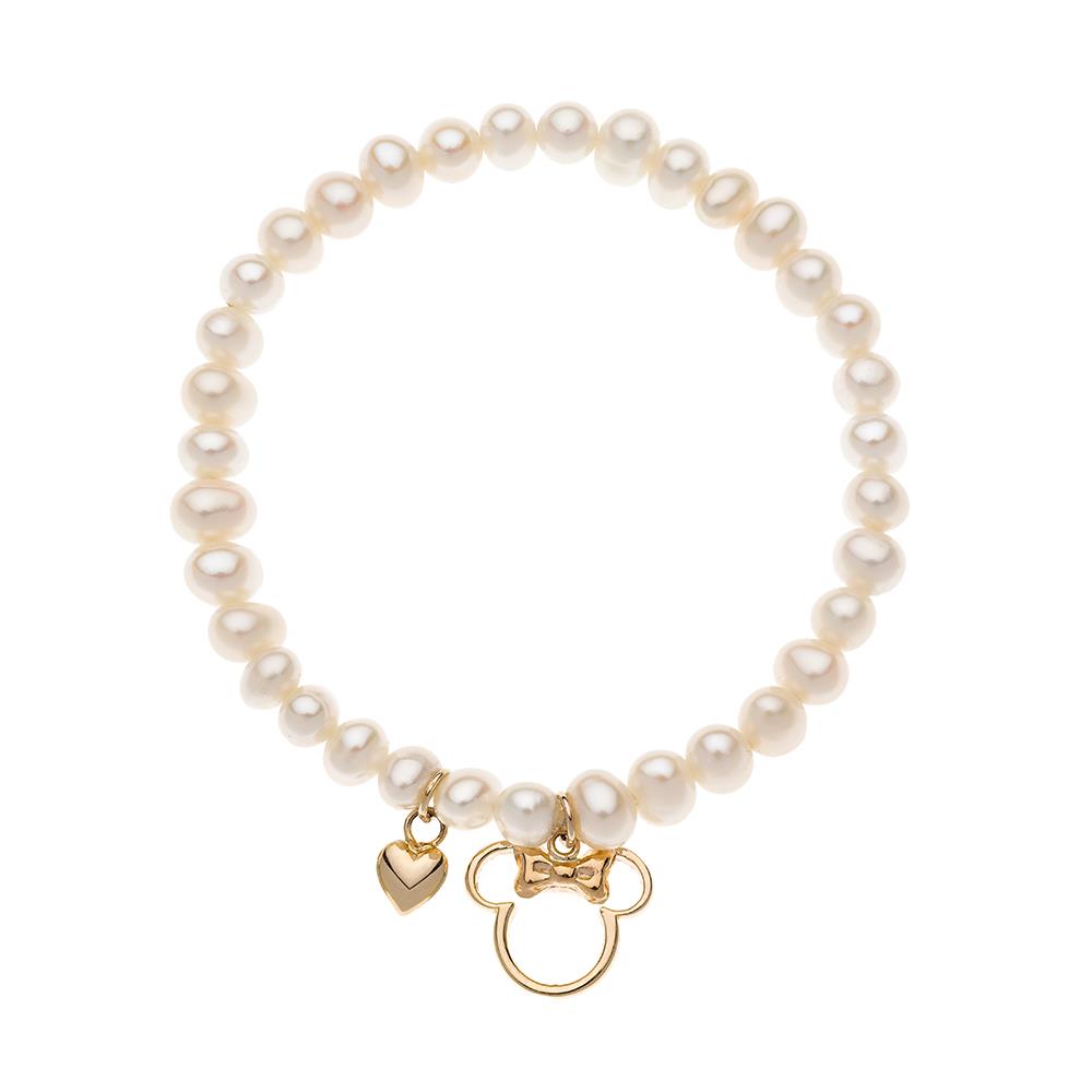 Bracciale bambina Disney Minnie oro 9kt cuore perle - DISNEY