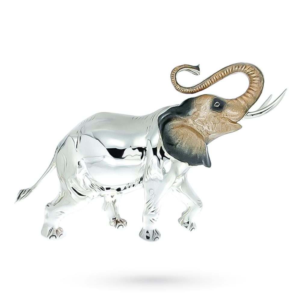 Elephant ornament in silver and enamel giant size - SATURNO
