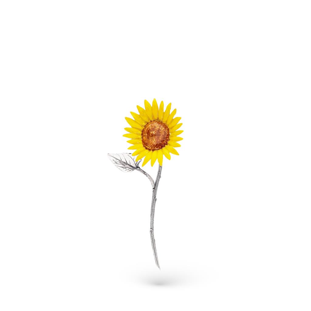 Small sunflower ornament silver enamel 9,5cm - GI.RO’ART