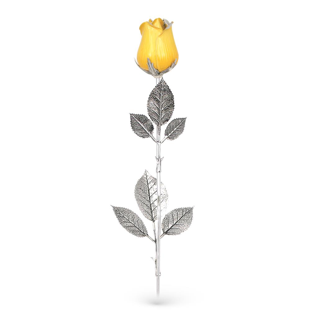 Rosa soprammobile argento 925 smalto giallo h 48cm - GI.RO’ART