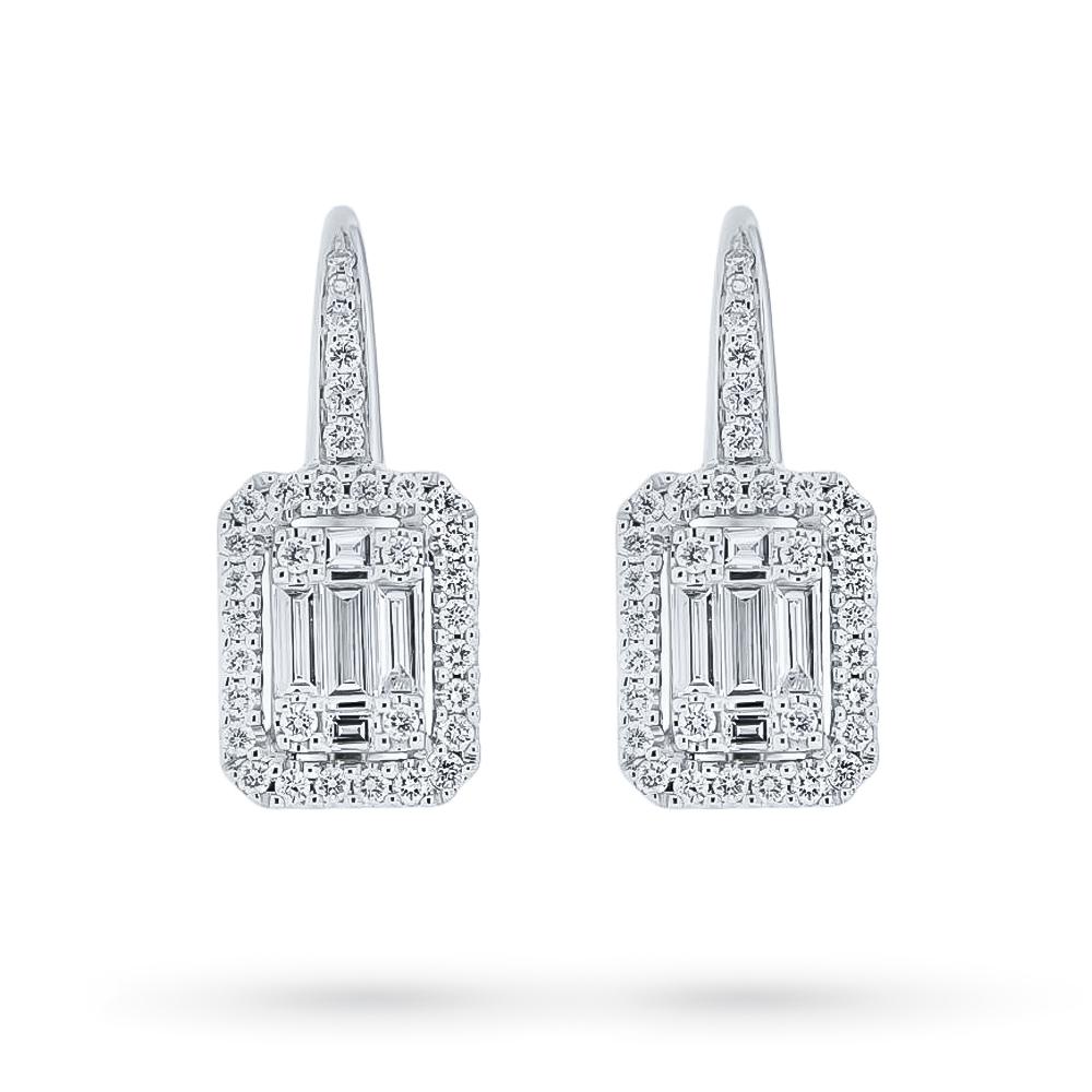 Rectangular pendant earrings in white gold with diamonds 0.64 ct - CICALA