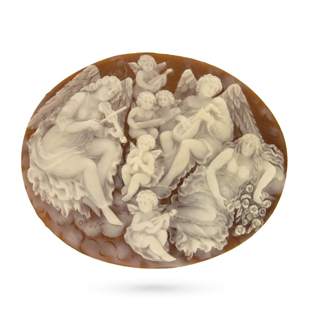 Artistic craftmade cameo of nymphs and cherubs to be set  - CAMEO ITALIANO
