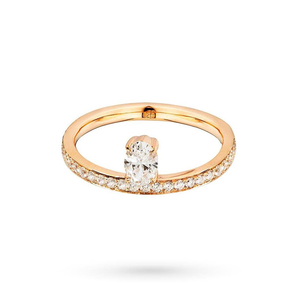 18kt rose gold band ring oval diamond brilliants RFJewels. - RF JEWELS