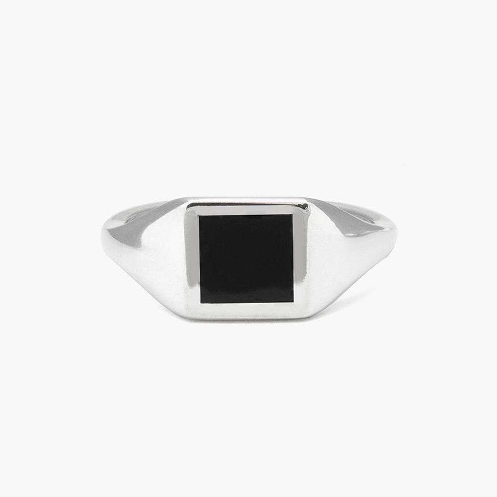 Nove25 glossy black silver enamel square chevalier - NOVE25