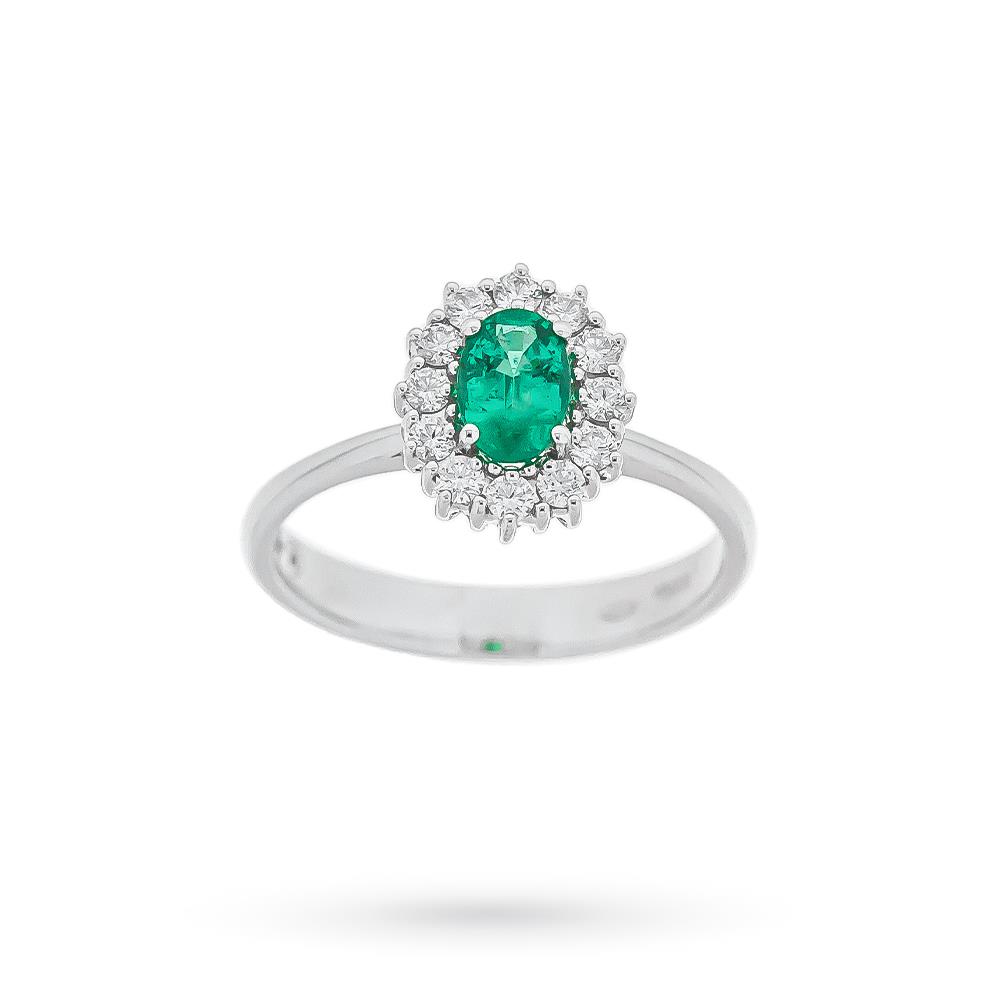 Anello smeraldo ovale 0,50ct contorno diamanti 0,24ct Mirco Visconti - MIRCO VISCONTI