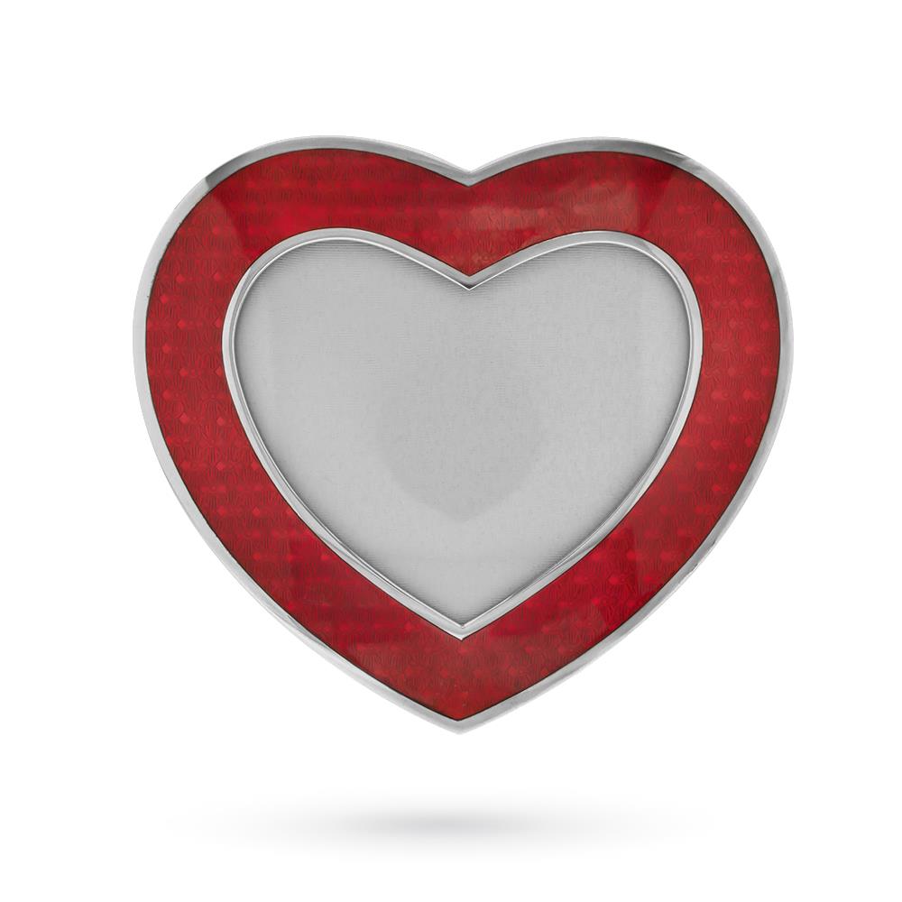 Photo frame silver heart red enamel 11x9 cm - ITALO GORI