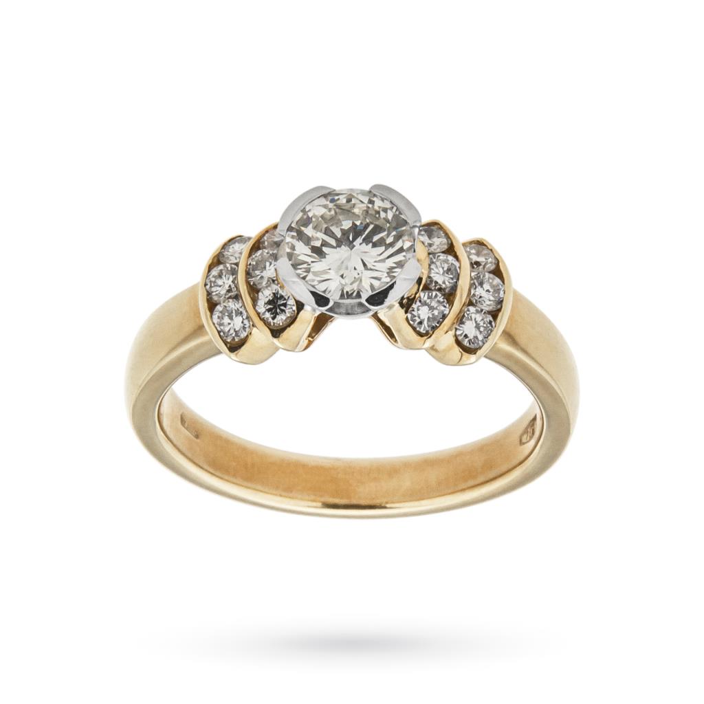 18kt ellow gold solitaire ring with diamond and contour - CICALA