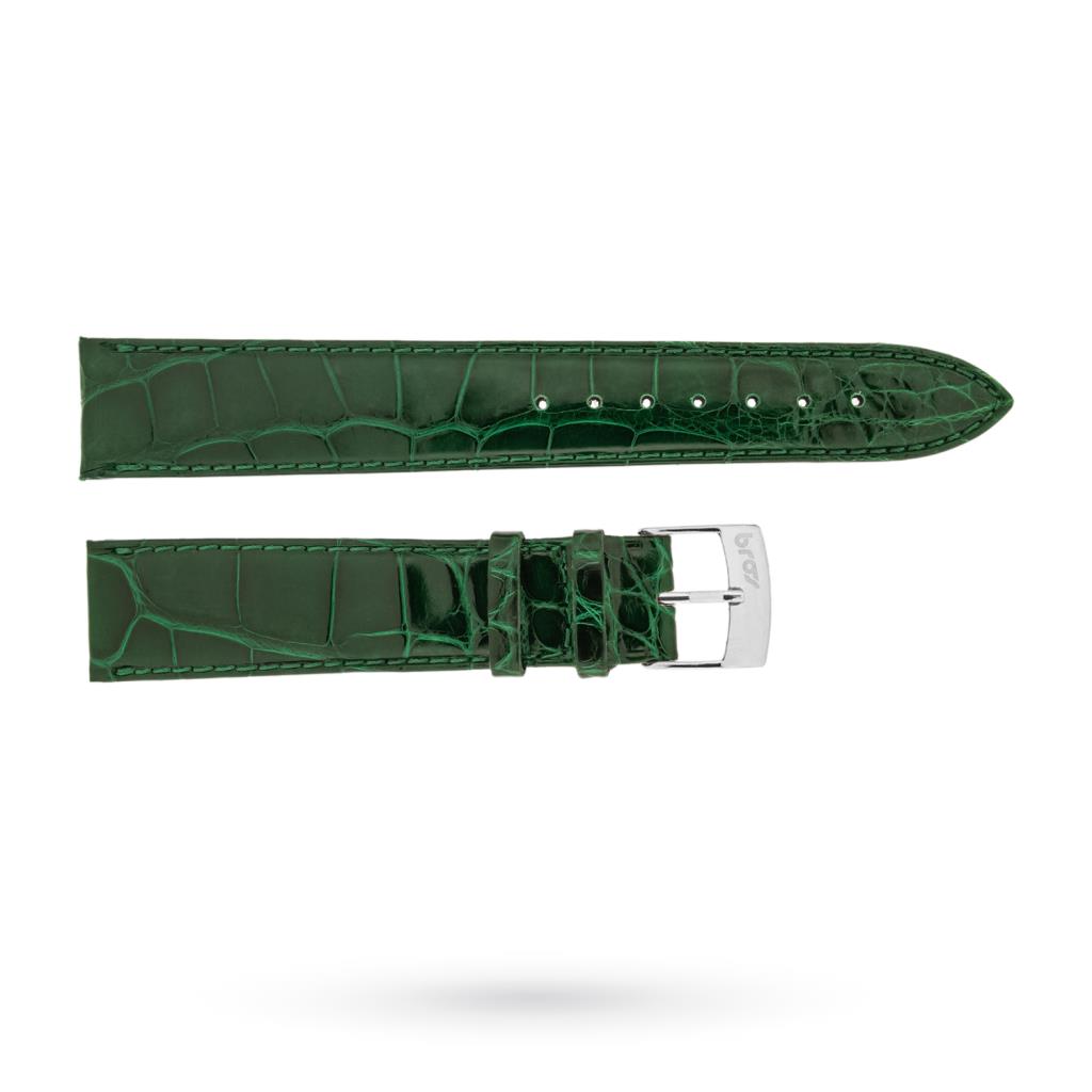 Handcrafted green shiny alligator leather strap 18mm - BROS