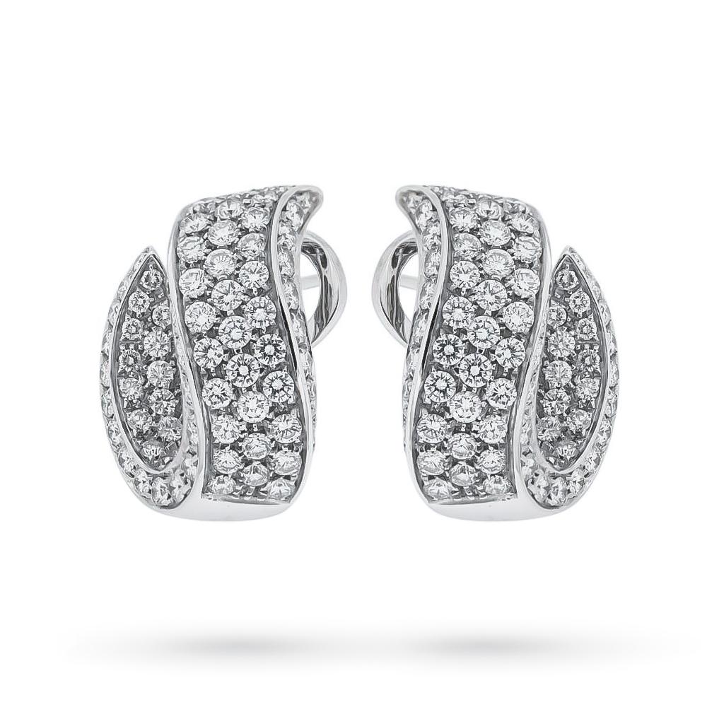 18kt white gold earrings with wave of diamonds - SALVINI