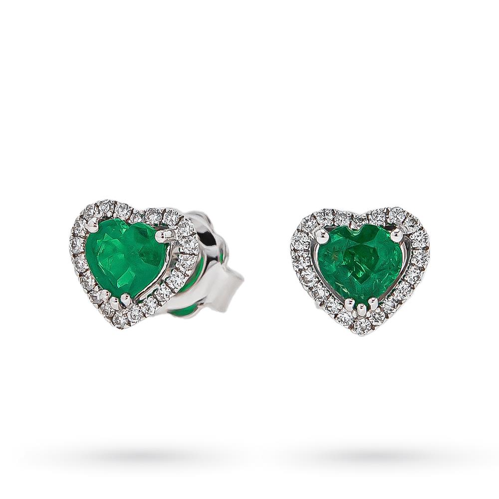 White gold earrings emerald hearts 0,86ct diamonds 0,18ct Mirco Visconti - MIRCO VISCONTI