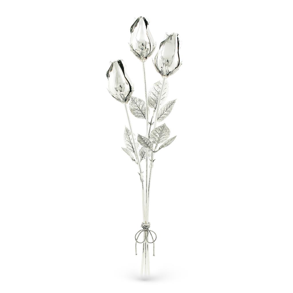 Mazzolino rose soprammobile argento 925 lucido h 48cm - GI.RO’ART