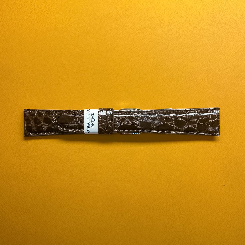 Semi-padded dark brown crocodile strap 20-16mm - MORELLATO
