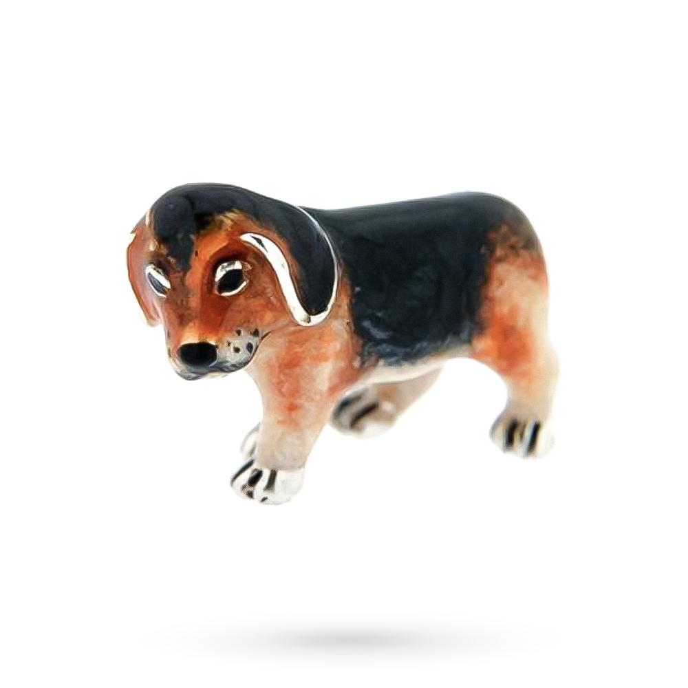 Cane Beagle cucciolo soprammobile argento 925 smalto - SATURNO