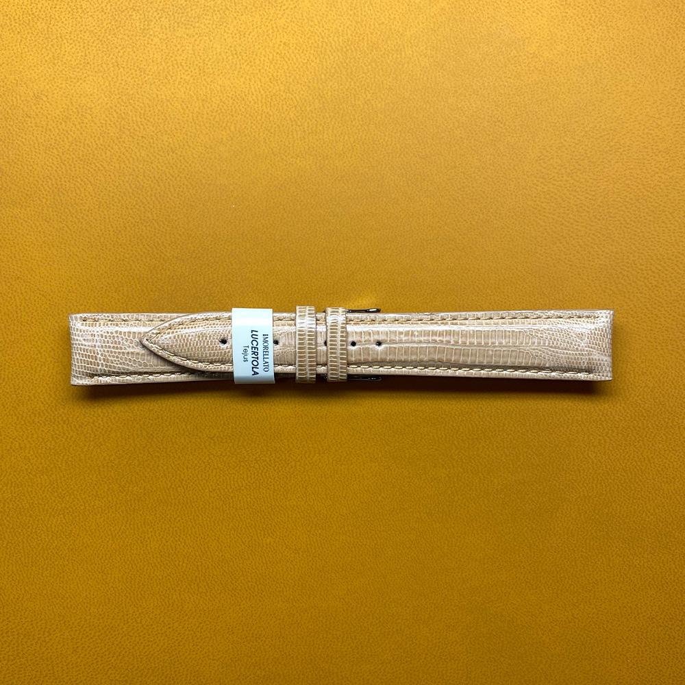 Semi-padded Tejus beige-ivory lizard strap 18-16mm - MORELLATO