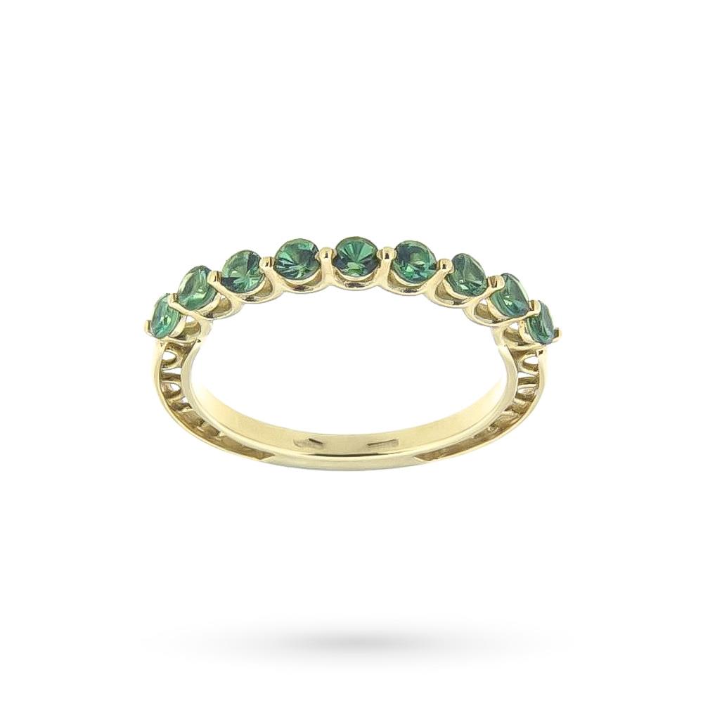 Riviere ring in 18kt yellow gold with tsavorite - ORO TREND