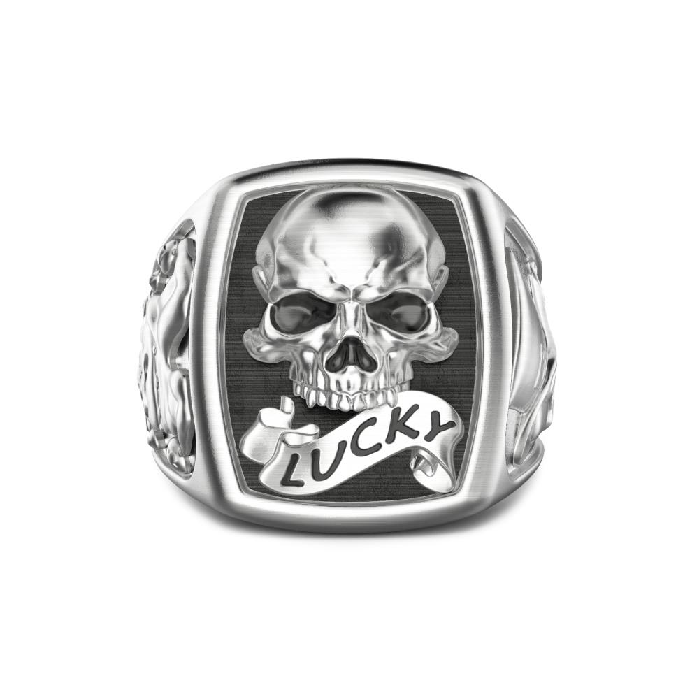 925 silver men's ring with skull - ZANCAN