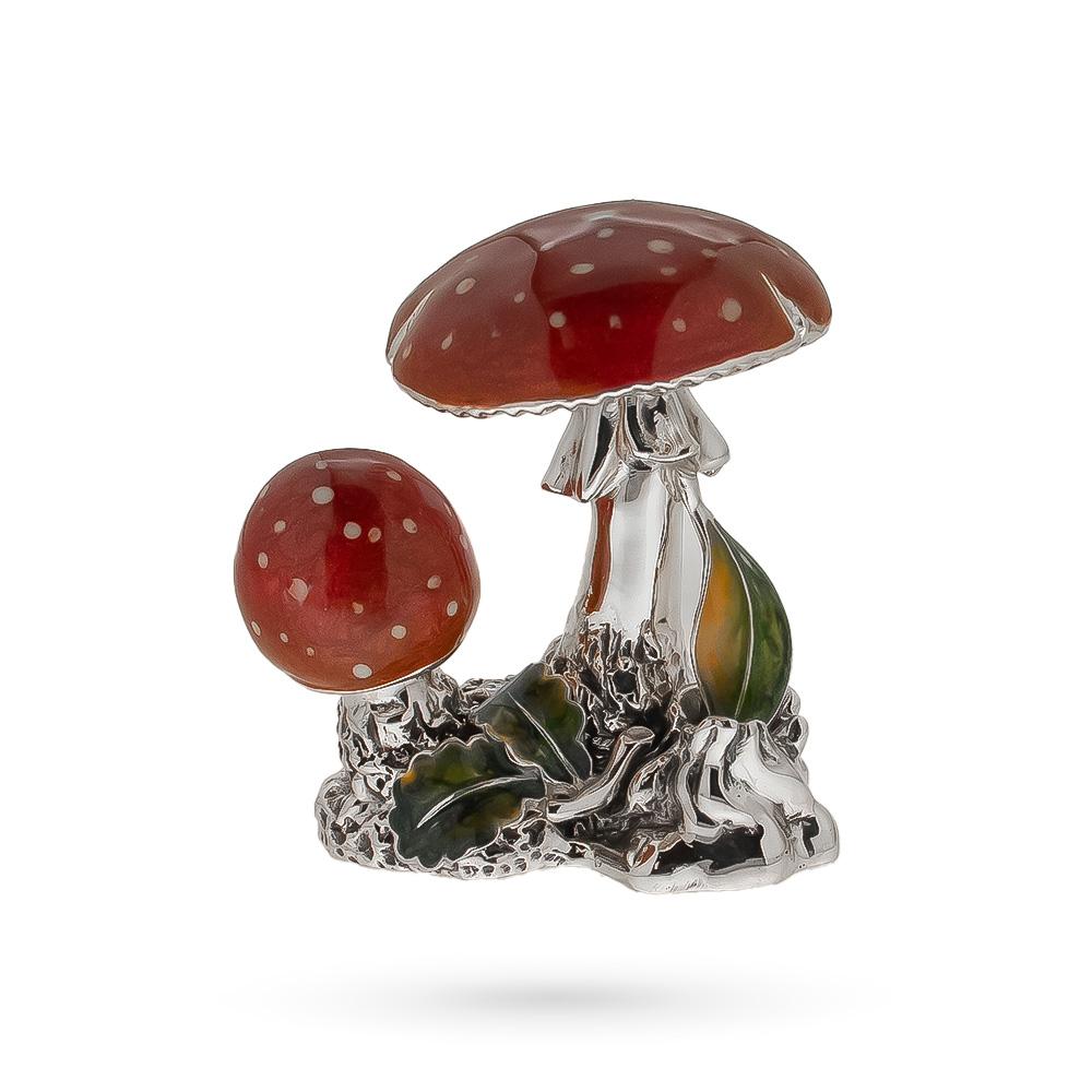 Amanita mushroom ornament 925 silver enamel - SATURNO