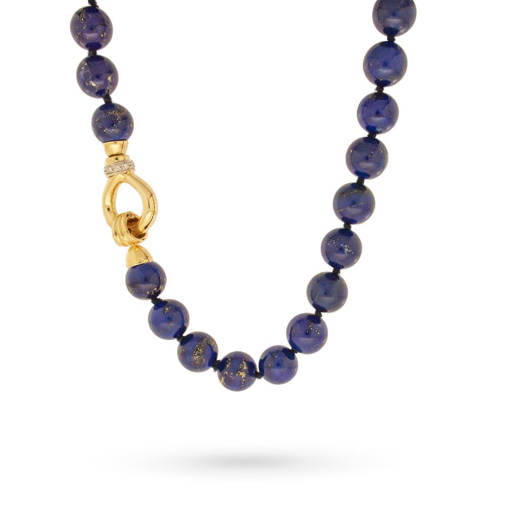 Lapis lazuli necklace 46cm yellow gold clasp diamonds - CICALA