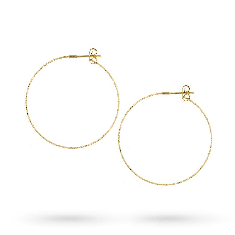 Hoop earrings 18kt yellow gold wire circles Ø 4cm - MAGICWIRE