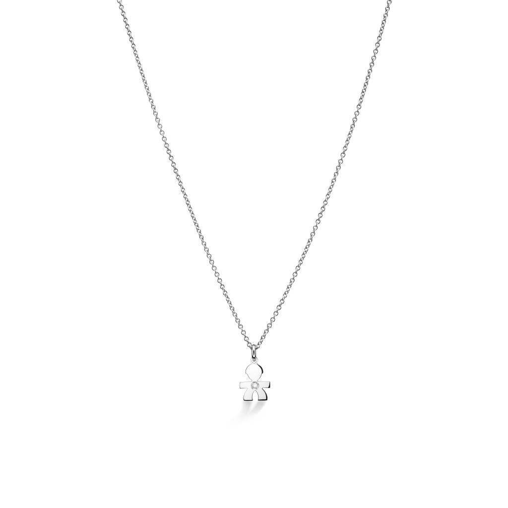 leBebe necklace LBB333 child shape white gold diamond ct 0,003 - LE BEBE