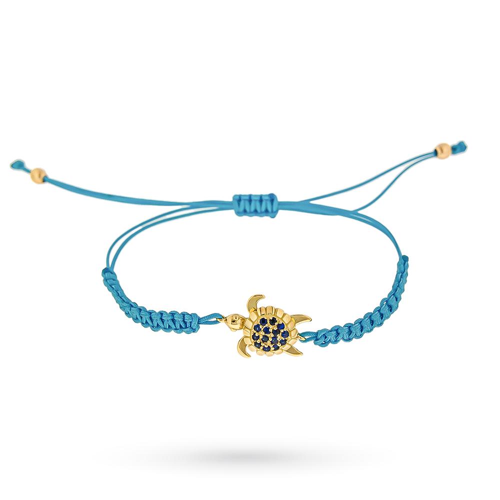 Light blue cord bracelet medium tortoise 0.21ct blue sapphires - QUAGLIA