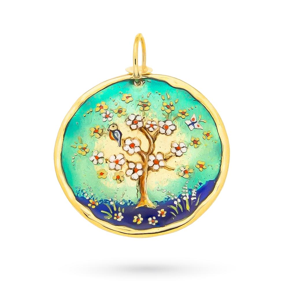 18kt yellow gold Gabriella Rivalta pendant with Flowered Tree - GABRIELLA RIVALTA