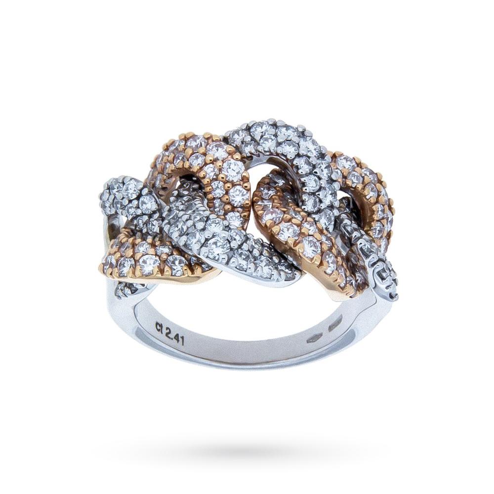 White rose gold chain ring with diamonds 2.41ct Mirco Visconti - MIRCO VISCONTI