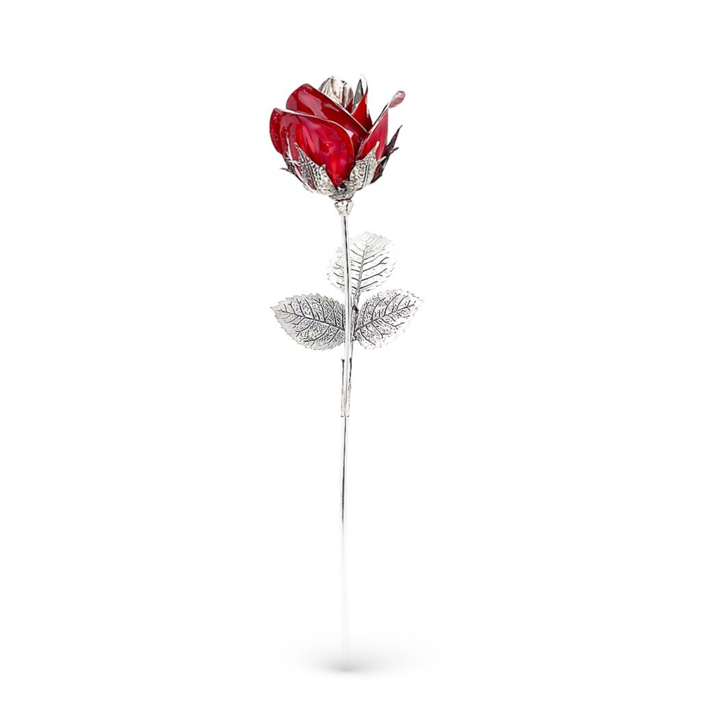 Rosa soprammobile argento 925 smalto rosso h 36cm - GI.RO’ART