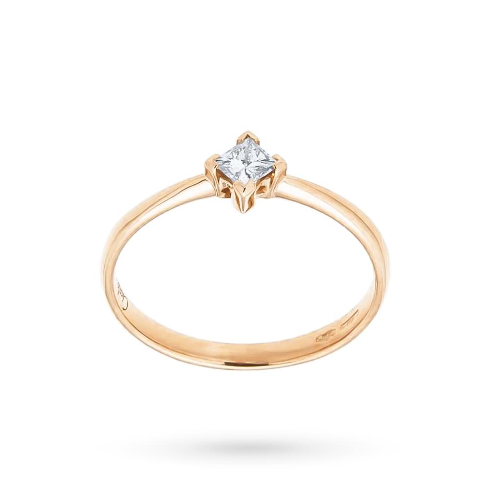 Rose gold ring with 0,18ct princess cut diamond - CICALA