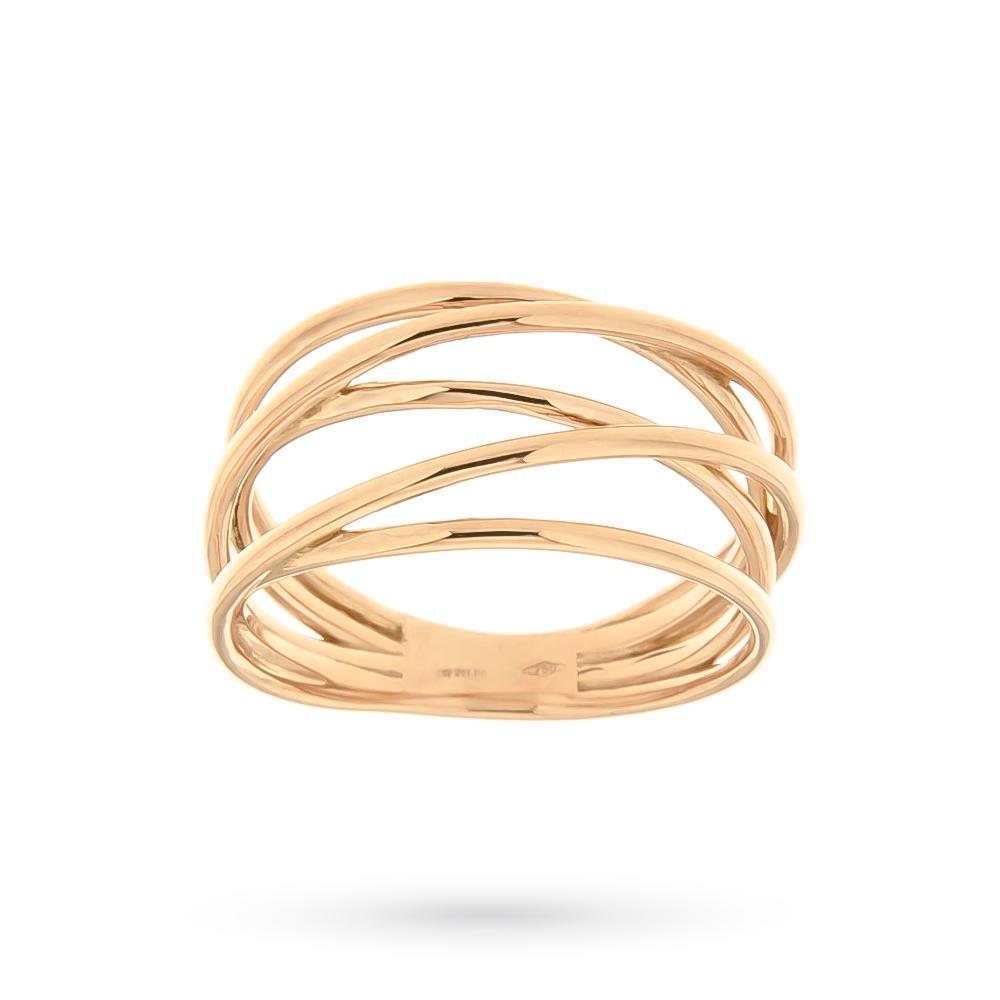 Ring 5 wires of 18kt rose gold - LUSSO ITALIANO