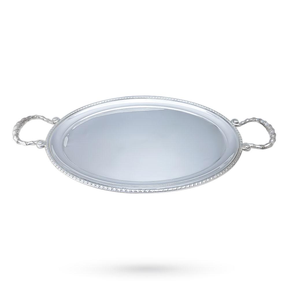 Oval tray in 800 silver with twisted handles - ZARAMELLA