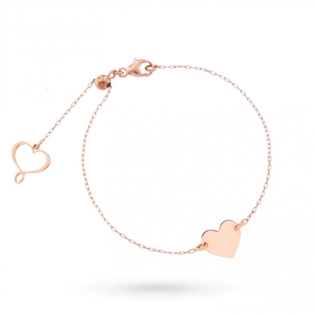 Bracciale catena cuore piccolo argento rosa BR00210PS - MAMAN ET SOPHIE