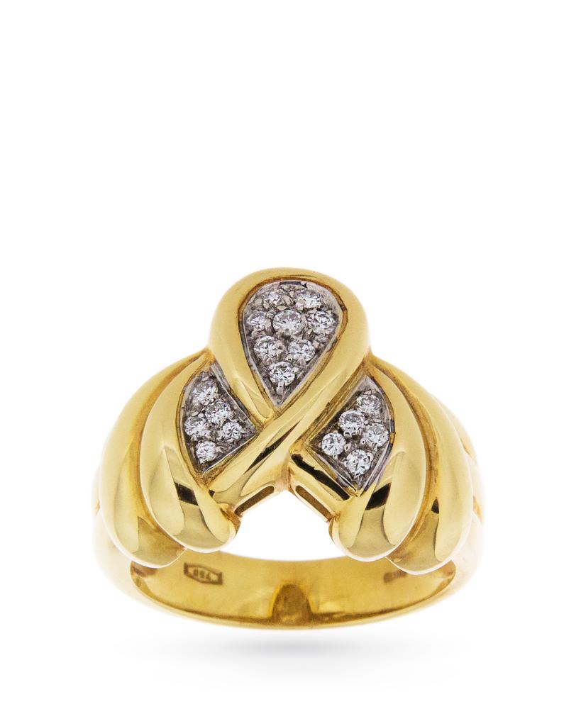 Anello oro giallo nodo diamanti taglio brillante 0,24ct - LUSSO ITALIANO